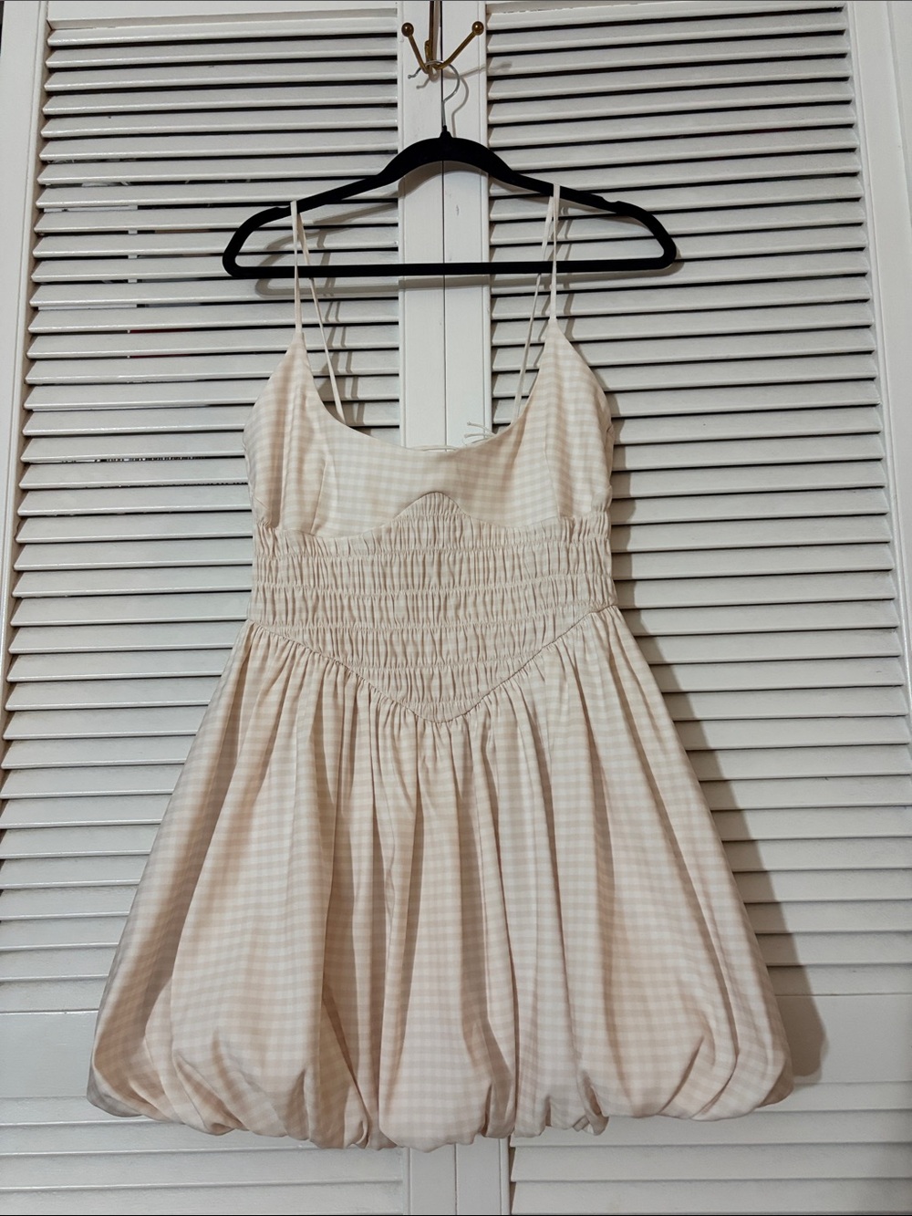 Zara Cream Gingham Bubble Hem Dress
